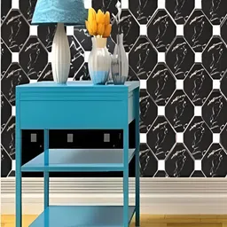 INDIAN ROYALS Black & White Marbal Design Printed Self-Adhesive Wall Sticker-image-27
