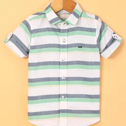 Jash Kids Cotton Half Sleeves Shirt Striped - Green-image-36