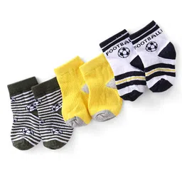 Cute Walk by Babyhug Anti-Bacterial Ankle Length Striped & Football Design Socks Pack of 3 - White Black & Yellow-picture-19