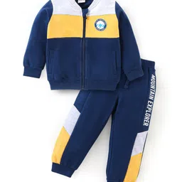 Babyhug Cotton Knit Full Sleeves T-Shirt & Lounge Pants Set With Color Block Print - Multicolor-picture-35