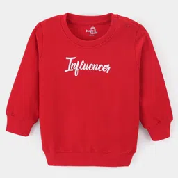 Doodle Poodle 100% Cotton Knit Full Sleeves Sweatshirt With Text Print - Red-image-97