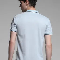 Jack & Jones Men Solid Polo Collar Cotton Slim Fit T-shirt image 3
