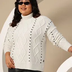 Sztori Plus Size Acrylic Cable Knit Pullover-picture-16