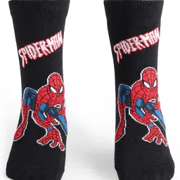 Pine Kids Marvel Knit Antibacterial Socks With Spider Man Graphics Pack Of 3 - Red Black & Grey image 2