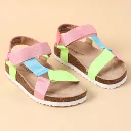 Babyoye Solid Sandals with Velcro Closure - Pink image 2