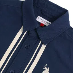 us polo assn US Polo AssnCotton Knit Half Sleeves Solid Colour Shirt - Navy Blue image 4