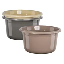 Aura Brown & Grey 3 piece Solid Plastic Bath Accessories Set-image-26