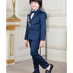 BT DEZINES Full Sleeves Beads Snowflakes Embellished 5 Piece Suit Set -  Peacock Blue image 5