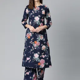 Ives Floral Printed Regular Kurta with Trousers-picture-17