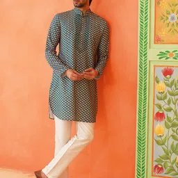 TheEthnic.Co Men Geometric Printed Thread Work Kurta-picture-28