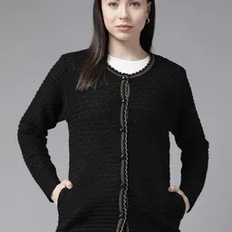 Cayman Women Cable Knit Woollen Cardigan-picture-16
