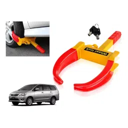 Auto Pearl Adjustable Anti Theft Yellow, Red Wheel Clamp Lock Compatible with Toyota Innova 2.5 GX-picture-30