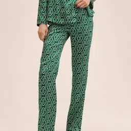 MANGO Women Green Chain Printed Trousers-picture-33