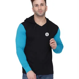 BEYOU FASHION Men Colourblocked Hooded Cotton Slim Fit T-shirt-image-24