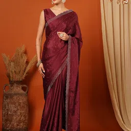 VILLAGIUS Embellished Beads and Stones Pure Silk Banarasi Saree-picture-16