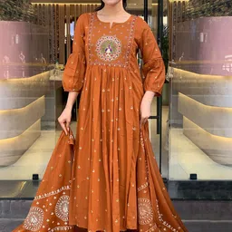 GoSriKi Women Embroidered Printed Regular Kurta with Palazzos & Dupatta image 3