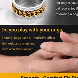 VIEN 18KT Gold-Plated Rotatable Link Chain Finger Ring image 2