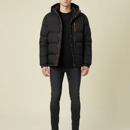 Mast & Harbour Men Hooded Puffer Jacket with Patchwork-picture-25