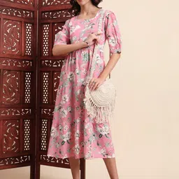 HERE&NOW Women Floral Printed Chikankari Floral Anarkali Kurta-picture-29