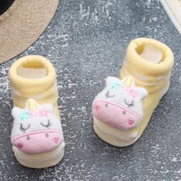 Yellow Bee Unicorn Applique Embellished Anti Skid Socks - Yellow-picture-15