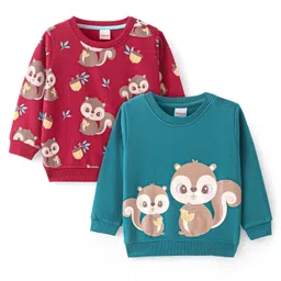 Babyhug Knit Full Sleeves Sweatshirt With Chip N Dale Graphics Pack of 2 - Red & Blue-picture-13