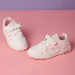 TRUFFLE COLLECTION Geometric Designed Sneakers With Velcro Closure - Pink-picture-3