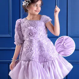 Mark & Mia Woven Sleeveless Party Dress With Floral Corsage - Lilac-picture-24