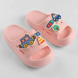 Oh! Pair Slip On  Clogs with Car Applique - Pink image 2