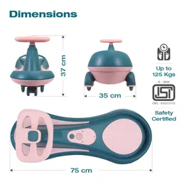 fab n funky Pluto Drift Kids Swing Car with ABEC 7 Bearing & Music with PU LED Wheels - Pink & Blue image 3