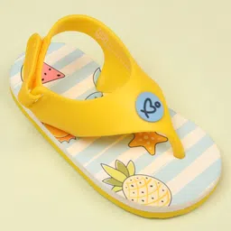 Babyoye Velcro Closure Flip Flops With Fruit Print - Yellow image 3