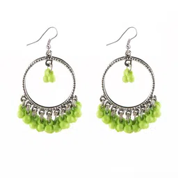 creative frogs Combo Silver Oxidize Orange & Light Green Earrings for Girls image 2