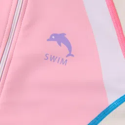 Mark & Mia Half Raglan Sleeves Legged Swimsuit With Color Block Design - Pink image 5