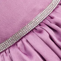 Bluebell Satin Woven Half Sleeves Party Frock With Floral Corsage - Purple image 5