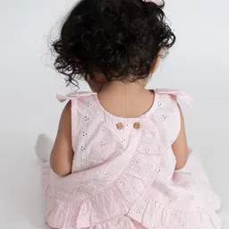 haus & kinder Girls Pure Cotton Chifly Frock A-Line Dress with Blommer image 4