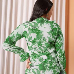 Tilton Women Floral Printed Ruffle Mandarin Collar Regular Fit Top image 2