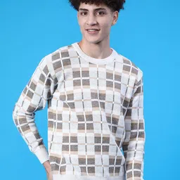 V-Mart Men Checked Round Neck Long Sleeves Pullover Sweaters-picture-17