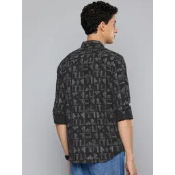 Flying Machine Pure Cotton Slim Fit Abstract Printed Textured Shirt image 3