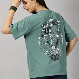 Rodzen Women Printed Drop-Shoulder Sleeves T-shirt-picture-22