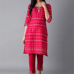 W Women Red Ethnic Motifs Printed Kurta-picture-24
