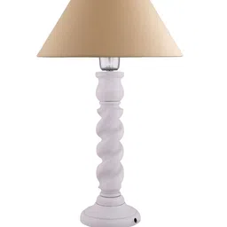 Homesake Beige Solid Handcrafted Bedside Standard Lamp with Shade image 2