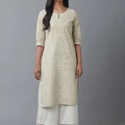 W Women Grey Ethnic Motifs Printed Kurta-image-45