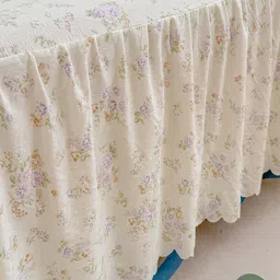 JC HOME White & Violet Floral 140 TC Fitted Double Queen Bedsheet Set- image 4