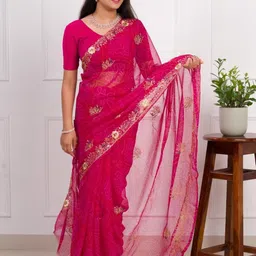 KCPC BANDHANI Pink Pure Georgette Sarees image 3
