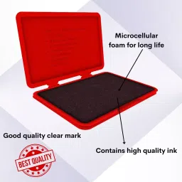 Soni Office Mate Large Stamp Pad 155x95 mm Refillable Design Crisp, Quick-Dry, Smudge-Free Ink for Office, School, Craft & DIY, Red (Pack of 2) image 5