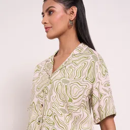 AKKRITI BY PANTALOONS Tropical Print Extended Sleeves Shirt Style Top image 5