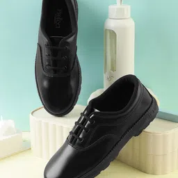 LIBERTY Laced Up Solid School Shoes - Black-picture-21