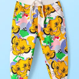 Babyhug Disney Terry Knit Full Length Lounge Pant with Lion King Print - White-image-7