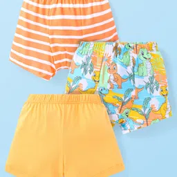 Babyhug 100% Cotton Knit Trunks Striped & Dino Print Pack of 3 - Orange & White-image-98
