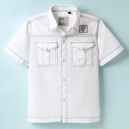 Ruff Cotton Woven Solid Colour Shirt - White image 1