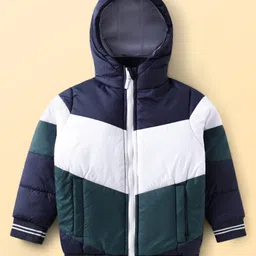 Pine Kids Woven Full Sleeves Hooded Padded Jacket - Navy Blue-picture-28